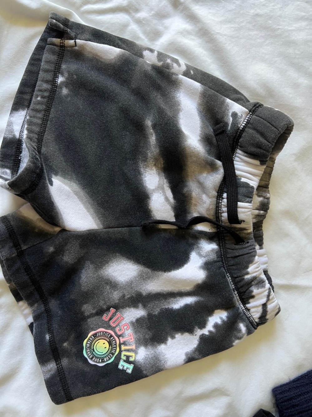 Justice Black & White Tie-Dye Logo Sweat Shorts